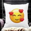 Perna Decorativa Patrata Emoji In Love, 40x40 cm, Alba, Mata, Husa Detasabila, Burduf 18 Alba