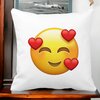 Perna Decorativa Patrata Emoji In Love, 40x40 cm, Alba, Mata, Husa Detasabila, Burduf 19 Mata