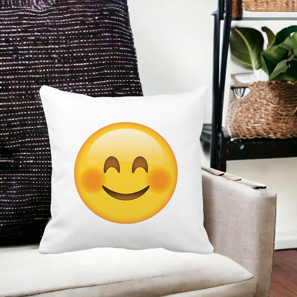 Perna Decorativa Patrata Emoji Rusinos, 40x40 cm, Alba, Mata, Husa Detasabila, Burduf 12 40x40 cm