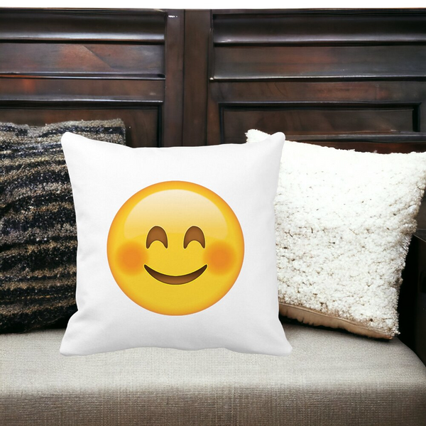 Perna Decorativa Patrata Emoji Rusinos, 40x40 cm, Alba, Mata, Husa Detasabila, Burduf 13 Alba