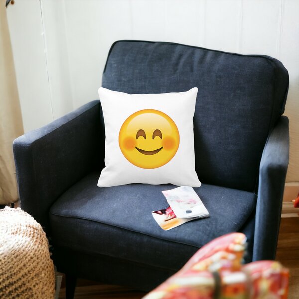 Perna Decorativa Patrata Emoji Rusinos, 40x40 cm, Alba, Mata, Husa Detasabila, Burduf 15 Husa Detasabila