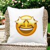 Perna Decorativa Patrata Emoji WOW, 40x40 cm, Alba, Mata, Husa Detasabila, Burduf 17 40x40 cm