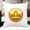 Perna Decorativa Patrata Emoji WOW, 40x40 cm, Alba, Mata, Husa Detasabila, Burduf 18 Alba