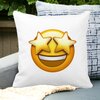 Perna Decorativa Patrata Emoji WOW, 40x40 cm, Alba, Mata, Husa Detasabila, Burduf 19 Mata