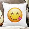 Perna Decorativa Patrata Emoji cu Limba, 40x40 cm, Alba, Mata, Husa Detasabila, Burduf 17 40x40 cm