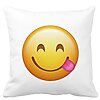 Perna Decorativa Patrata Emoji cu Limba, 40x40 cm, Alba, Mata, Husa Detasabila, Burduf 16 Perna Decorativa Patrata Emoji cu Limba