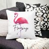 Perna Decorativa Patrata Flamingo, 40x40 cm, Alba, Mata, Husa Detasabila, Burduf 20 Husa Detasabila