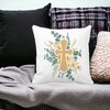 Perna Decorativa Patrata Florala cu Cruce, 40x40 cm, Alba, Mata, Husa Detasabila, Burduf 17 40x40 cm
