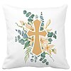 Perna Decorativa Patrata Florala cu Cruce, 40x40 cm, Alba, Mata, Husa Detasabila, Burduf 16 Perna Decorativa Patrata Florala cu Cruce
