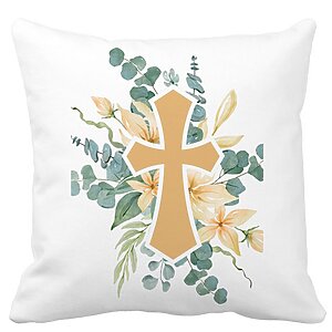 Perna Decorativa Patrata Florala cu Cruce
