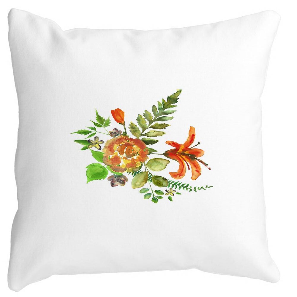 Perna Decorativa Patrata Florale, 40x40 cm, Alba, Mata, Husa Detasabila, Burduf 11 Perna Decorativa Patrata Florale