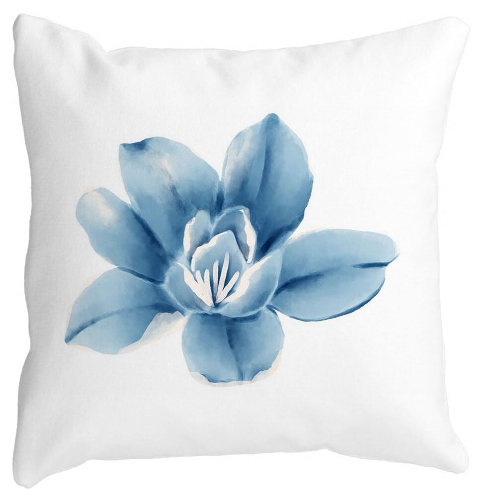 Perna Decorativa Patrata Florale Blue Flower, 40x40 cm, Alba, Mata, Husa Detasabila, Burduf 11 Perna Decorativa Patrata Florale Blue Flower