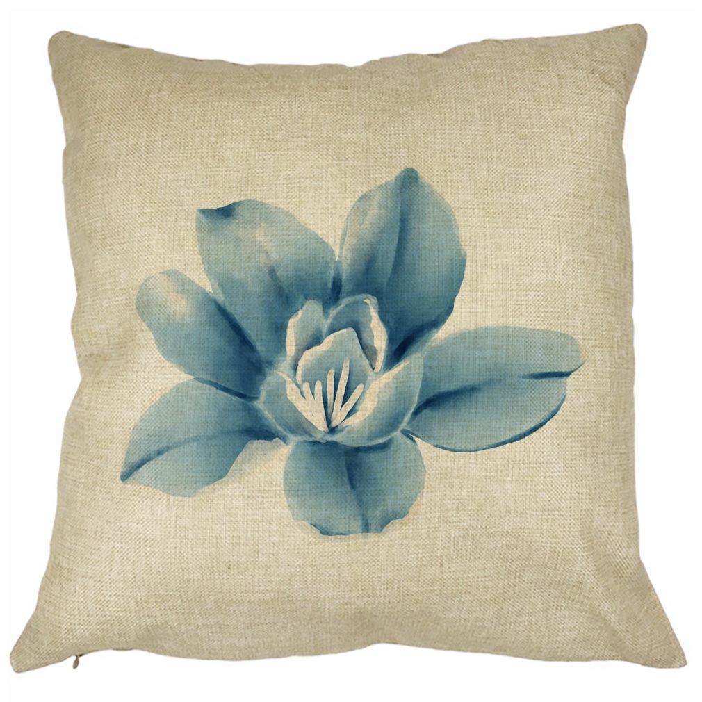 Perna Decorativa Patrata Florale Blue Flower, 40x40 cm, Husa Detasabila, Burduf 21 Perna Decorativa Patrata Florale Blue Flower
