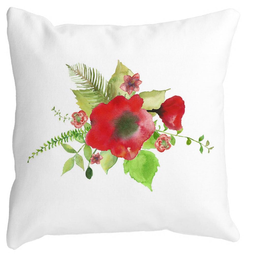 Perna Decorativa Patrata Florale Mac, 40x40 cm, Alba, Mata, Husa Detasabila, Burduf 11 Perna Decorativa Patrata Florale Mac