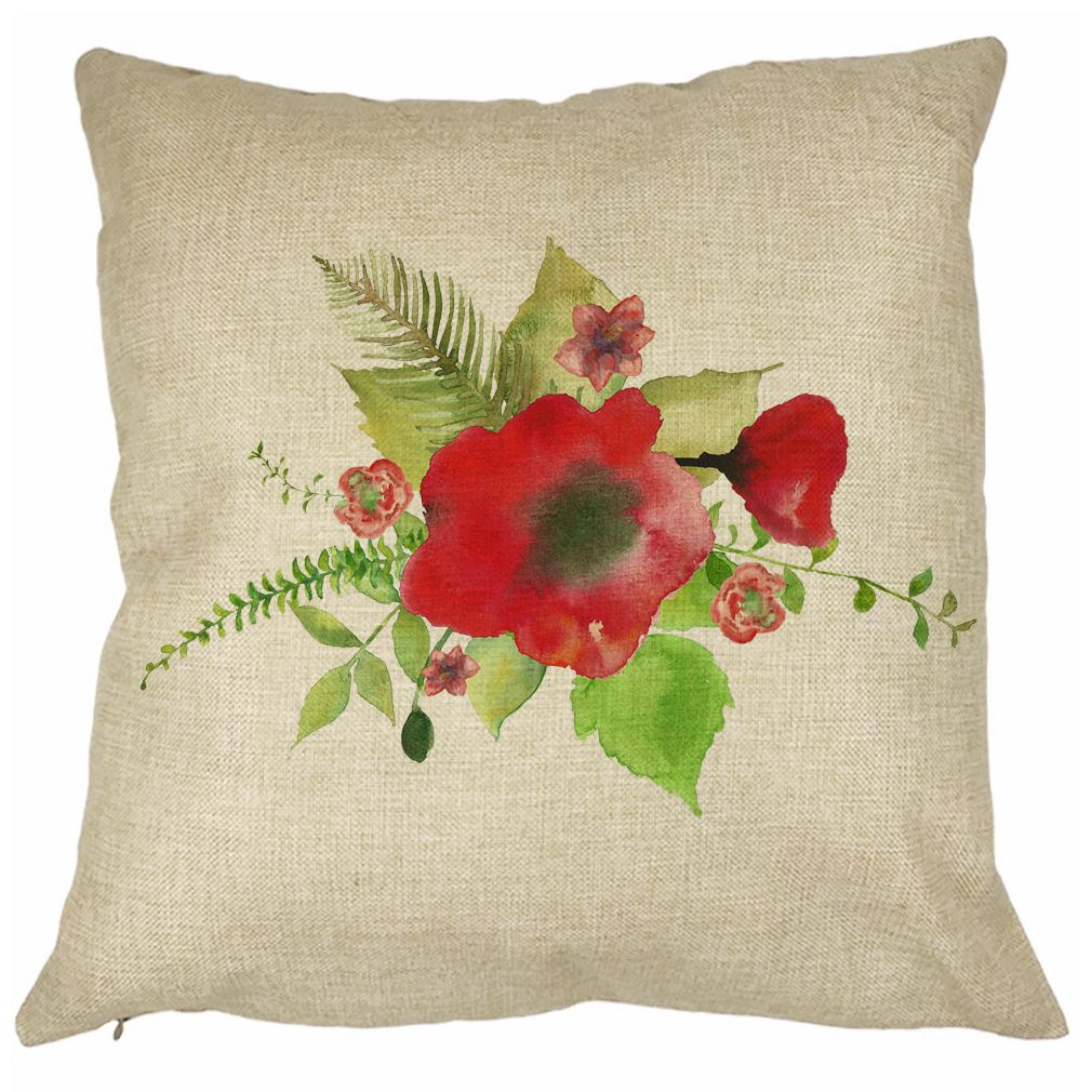 Perna Decorativa Patrata Florale Mac, 40x40 cm, Husa Detasabila, Burduf 19 Perna Decorativa Patrata Florale Mac