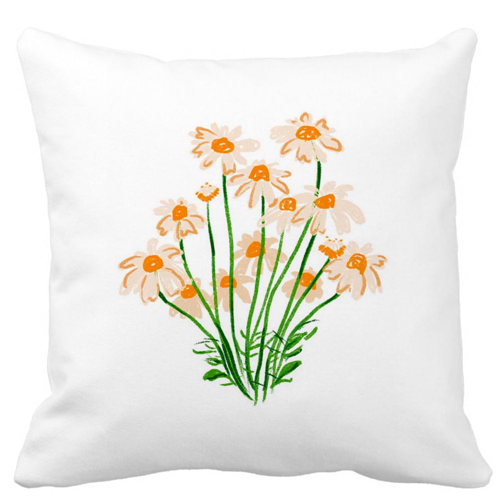 Perna Decorativa Patrata Florale Margarete, 40x40 cm, Alba, Mata, Husa Detasabila, Burduf 11 Perna Decorativa Patrata Florale Margarete