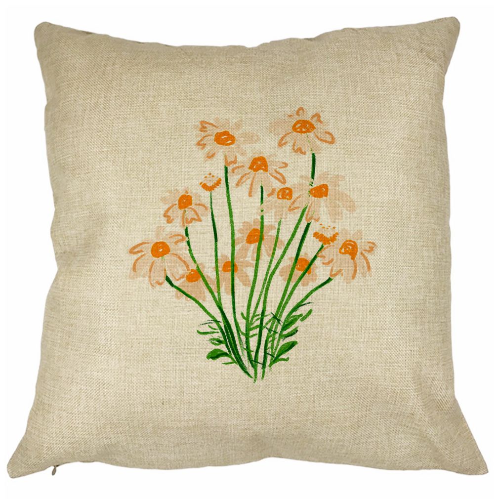 Perna Decorativa Patrata Florale Margarete, 40x40 cm, Husa Detasabila, Burduf 21 Perna Decorativa Patrata Florale Margarete