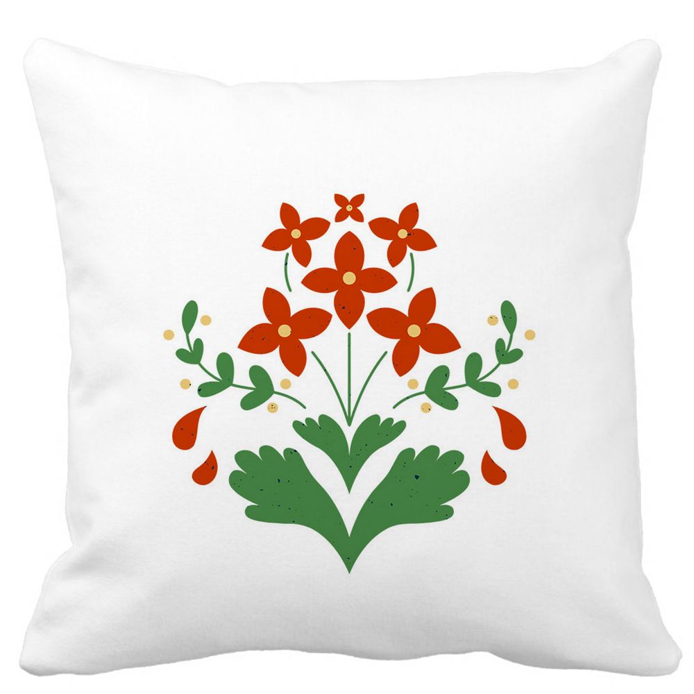 Perna Decorativa Patrata Florale Rosii, 40x40 cm, Alba, Mata, Husa Detasabila, Burduf 11 Perna Decorativa Patrata Florale Rosii