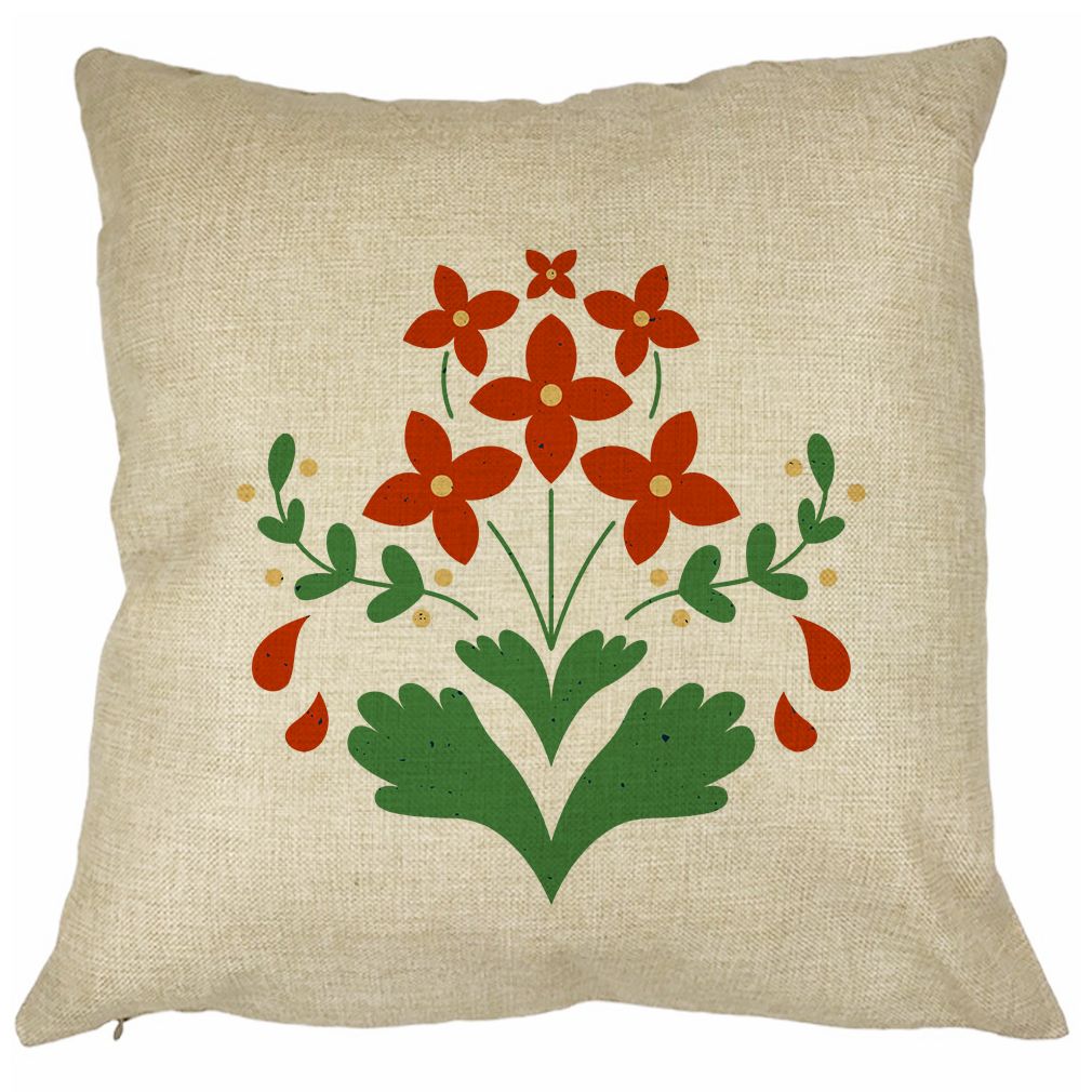 Perna Decorativa Patrata Florale Rosii, 40x40 cm, Husa Detasabila, Burduf 15 Perna Decorativa Patrata Florale Rosii