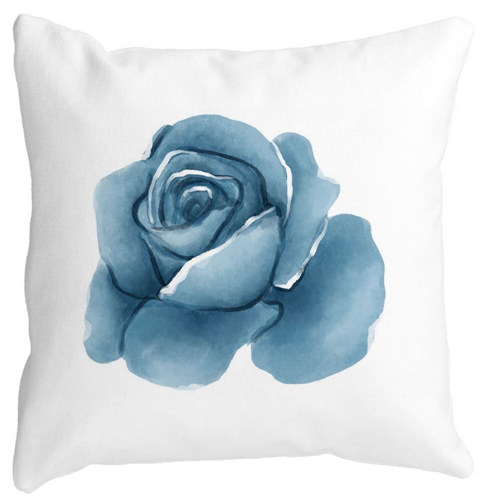 Perna Decorativa Patrata Florale Trandafir Albastru, 40x40 cm, Alba, Mata, Husa Detasabila, Burduf 11 Perna Decorativa Patrata Florale Trandafir Albastru