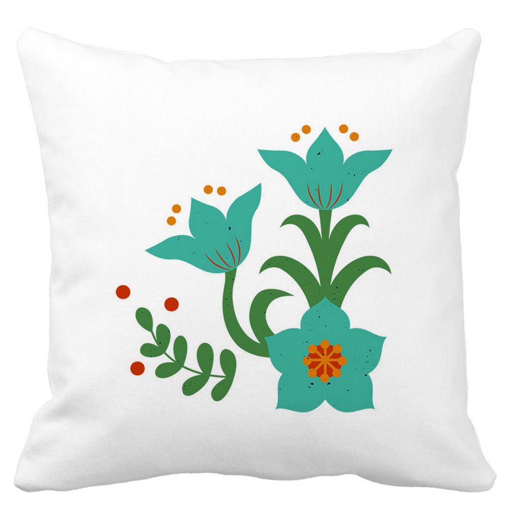 Perna Decorativa Patrata Florale Verzi, 40x40 cm, Alba, Mata, Husa Detasabila, Burduf 11 Perna Decorativa Patrata Florale Verzi