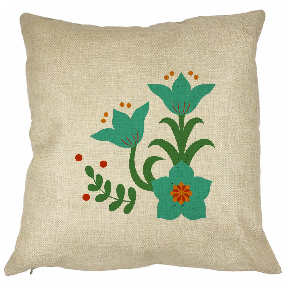 Perna Decorativa Patrata Florale Verzi, 40x40 cm, Husa Detasabila, Burduf 23 Perna Decorativa Patrata Florale Verzi