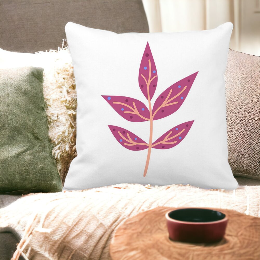 Perna Decorativa Patrata Florale Yuko, 40x40 cm, Alba, Mata, Husa Detasabila, Burduf 13 Alba