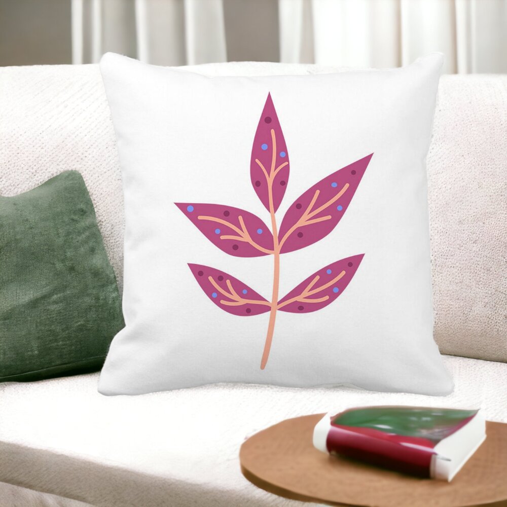 Perna Decorativa Patrata Florale Yuko, 40x40 cm, Alba, Mata, Husa Detasabila, Burduf 14 Mata