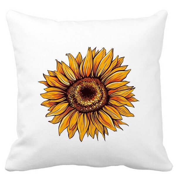 Perna Decorativa Patrata Florea Soarelui, 40x40 cm, Alba, Mata, Husa Detasabila, Burduf 11 Perna Decorativa Patrata Florea Soarelui