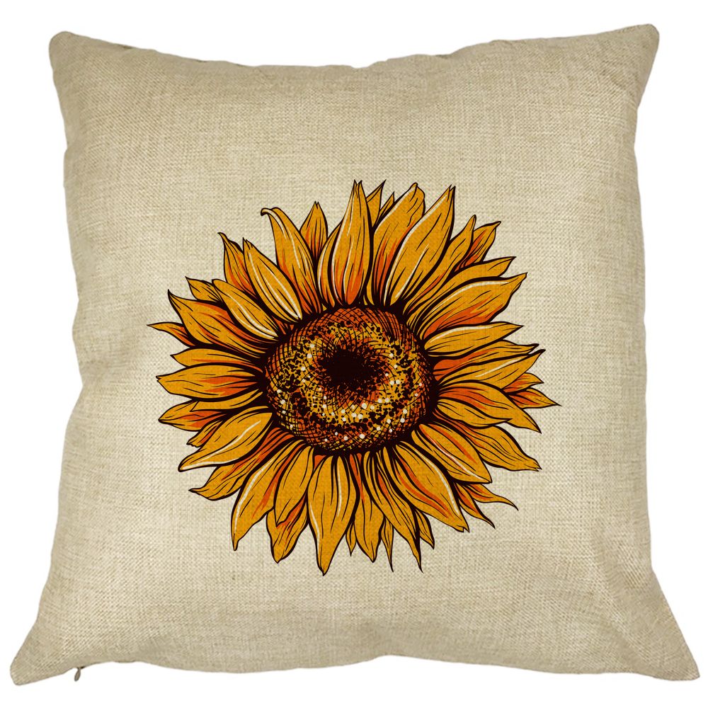 Perna Decorativa Patrata Florea Soarelui, 40x40 cm, Husa Detasabila, Burduf 11 Perna Decorativa Patrata Florea Soarelui