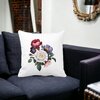 Perna Decorativa Patrata Flori de Vara, 40x40 cm, Alba, Mata, Husa Detasabila, Burduf 18 Alba
