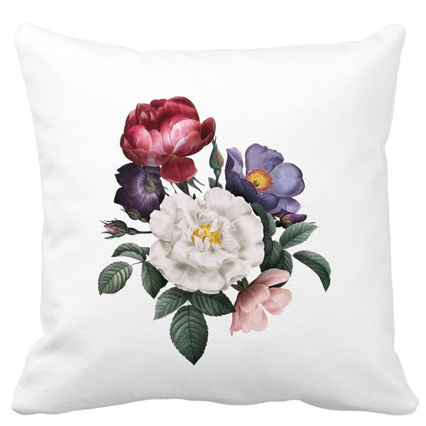 Perna Decorativa Patrata Flori de Vara, 40x40 cm, Alba, Mata, Husa Detasabila, Burduf 11 Perna Decorativa Patrata Flori de Vara
