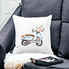 Perna Decorativa Patrata Flower Bike, 40x40 cm, Alba, Mata, Husa Detasabila, Burduf 20 40x40 cm
