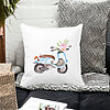 Perna Decorativa Patrata Flower Bike, 40x40 cm, Alba, Mata, Husa Detasabila, Burduf 21 Alba