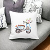 Perna Decorativa Patrata Flower Bike, 40x40 cm, Alba, Mata, Husa Detasabila, Burduf 22 Mata
