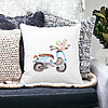 Perna Decorativa Patrata Flower Bike, 40x40 cm, Alba, Mata, Husa Detasabila, Burduf 23 Husa Detasabila