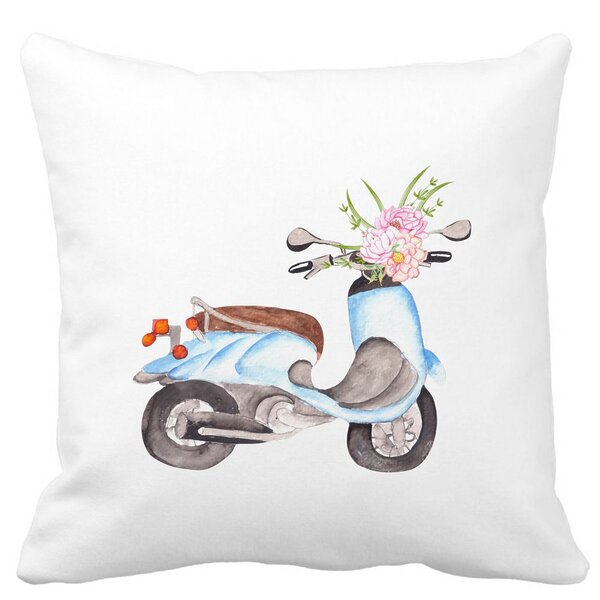 Perna Decorativa Patrata Flower Bike, 40x40 cm, Alba, Mata, Husa Detasabila, Burduf 13 Perna Decorativa Patrata Flower Bike