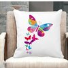 Perna Decorativa Patrata Fluture Colorful, 40x40 cm, Alba, Mata, Husa Detasabila, Burduf 18 Alba