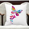 Perna Decorativa Patrata Fluture Colorful, 40x40 cm, Alba, Mata, Husa Detasabila, Burduf 19 Mata