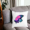 Perna Decorativa Patrata Fluture Multicolor, 40x40 cm, Alba, Mata, Husa Detasabila, Burduf 19 Mata