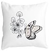 Perna Decorativa Patrata Fluture si Flori, 40x40 cm, Alba, Mata, Husa Detasabila, Burduf 19 Perna Decorativa Patrata Fluture si Flori