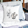 Perna Decorativa Patrata Fluture si Flori, 40x40 cm, Alba, Mata, Husa Detasabila, Burduf 21 Alba