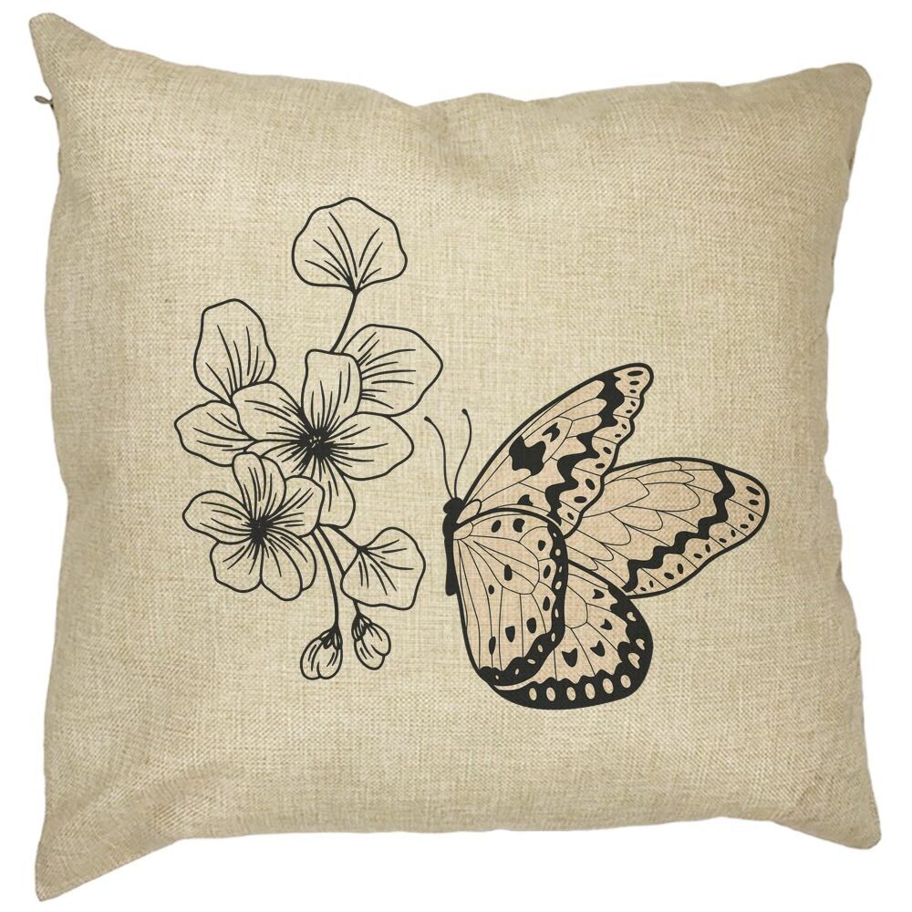 Perna Decorativa Patrata Fluture si Flori, 40x40 cm, Husa Detasabila, Burduf 7 Perna Decorativa Patrata Fluture si Flori