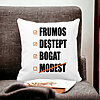 Perna Decorativa Patrata Frumos Destept Bogad Modest, 40x40 cm, Alba, Mata, Husa Detasabila, Burduf 21 Alba