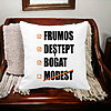 Perna Decorativa Patrata Frumos Destept Bogad Modest, 40x40 cm, Alba, Mata, Husa Detasabila, Burduf 24 Burduf