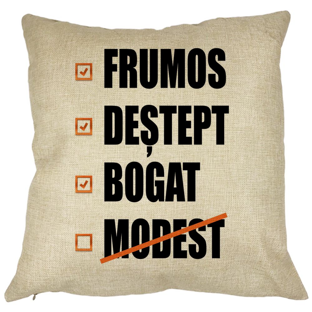 Perna Decorativa Patrata Frumos Destept Bogad Modest, 40x40 cm, Husa Detasabila, Burduf 11 Perna Decorativa Patrata Frumos Destept Bogad Modest