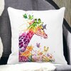 Perna Decorativa Patrata Girafa Multicolor, 40x40 cm, Alba, Mata, Husa Detasabila, Burduf 17 40x40 cm