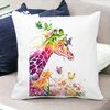 Perna Decorativa Patrata Girafa Multicolor, 40x40 cm, Alba, Mata, Husa Detasabila, Burduf 18 Alba