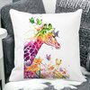 Perna Decorativa Patrata Girafa Multicolor, 40x40 cm, Alba, Mata, Husa Detasabila, Burduf 19 Mata