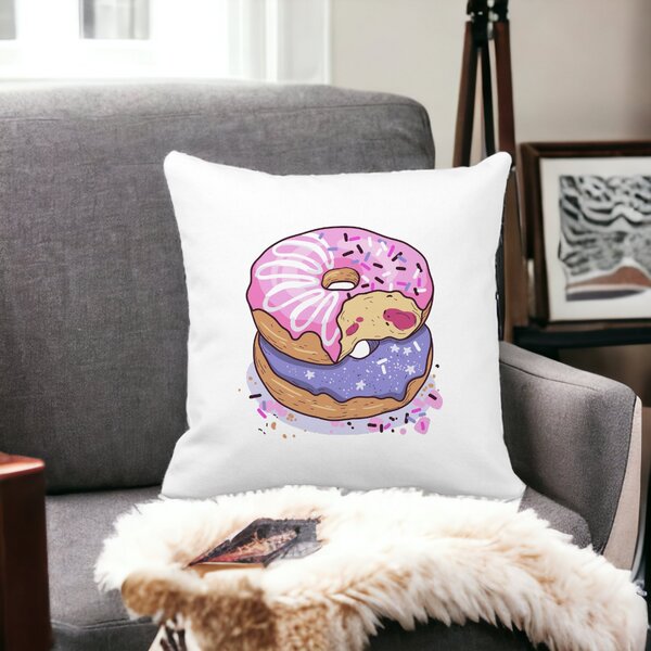 Perna Decorativa Patrata Gogosi Glazurate, 40x40 cm, Alba, Mata, Husa Detasabila, Burduf 12 40x40 cm